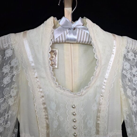 Vintage 1970s Gunne Sax by Jessica McClintock Lace Maxi Dress 5 - Picture 3 of 16